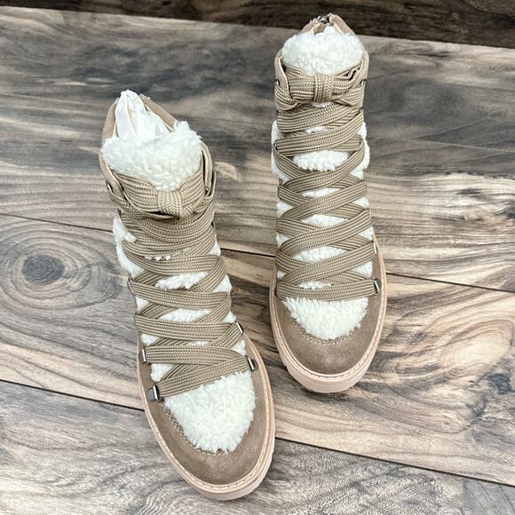 NEW Dolce Vita Pace 8 Faux Shearling Trim Lug Sole Suede Hiker Ankle Boots - Picture 3 of 12